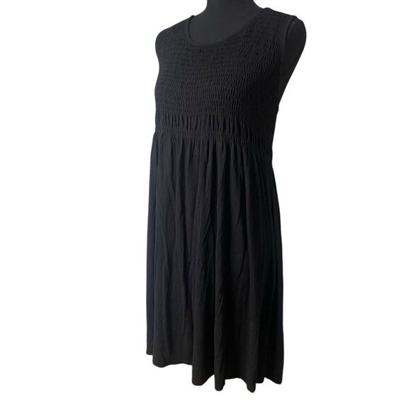 Falls Creek Black Shirred Top Sleeveless Sun Dress - Picture 1 of 6